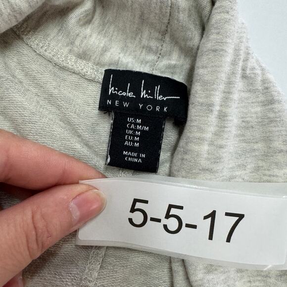 Nicole Miller Cardigan Womens Medium Grey Open Front Knit Sweater Pockets - Picture 3 of 8